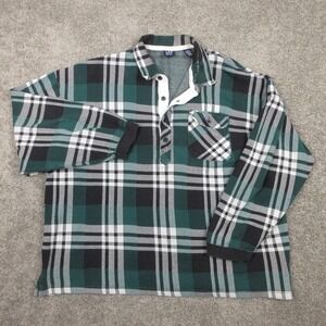 Vintage Gap Shirt Mens XL Green Plaid Twill Flannel Rugby Pocket Outdoor Soft
